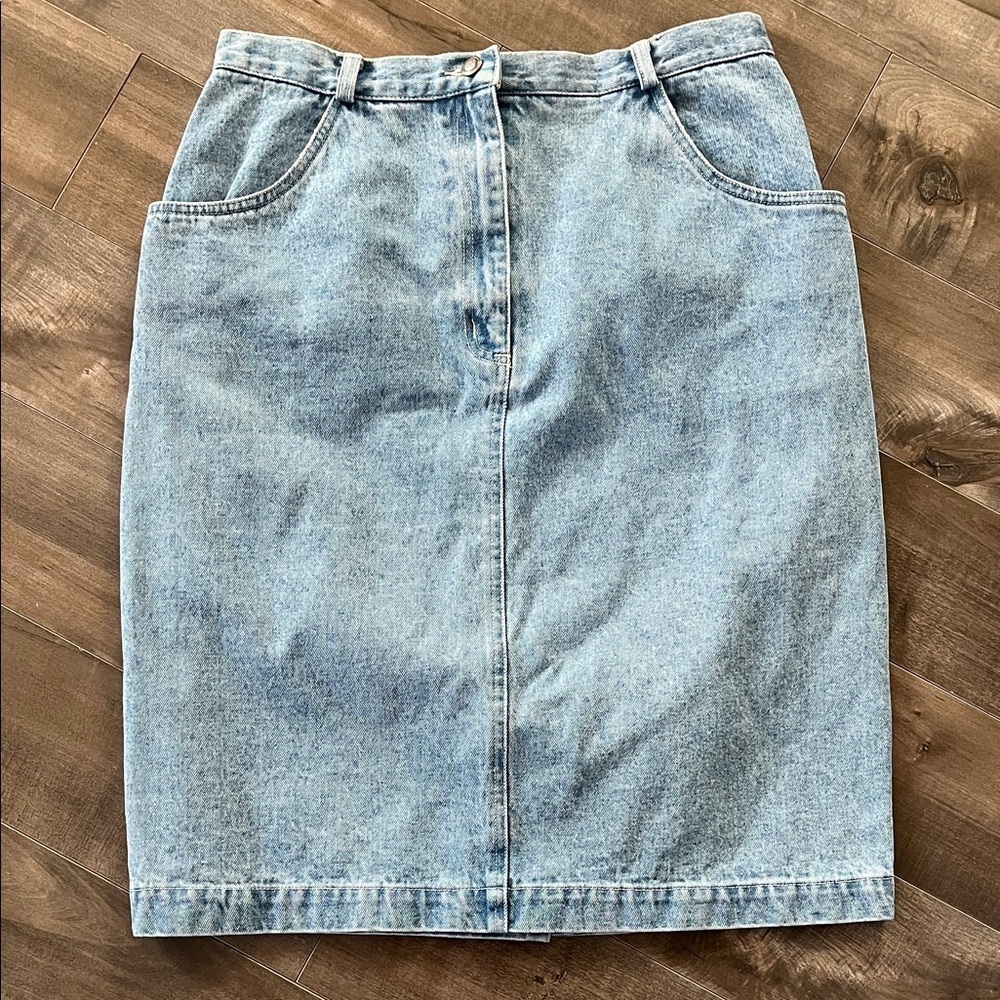 Vintage 90s Mister Leonard Acid Wash Blue Jeans Pencil Skirt Size Medium